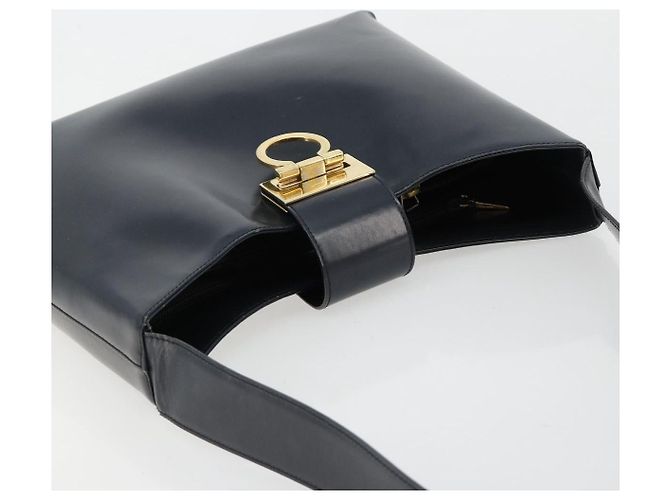 Borsa a tracolla Salvatore Ferragamo Gancini in pelle blu navy e oro Autentica BA13105 D'oro - vista 6