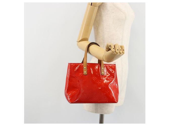 LOUIS VUITTON Monogram Vernis Reade PM Hand Bag Red Rouge M91088 LV Auth 181656 Vermelho - vista 23