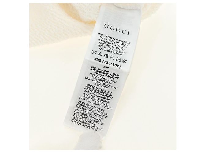 GUCCI Parker Cotton XXS White Auth 182060M Blanco - vista 14