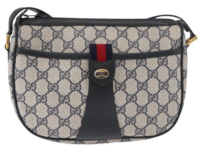 Borsa a Spalla GUCCI GG Supreme Sherry Line PVC Blu Navy Oro 89 02 032 Auth 180128 D'oro - vista 13
