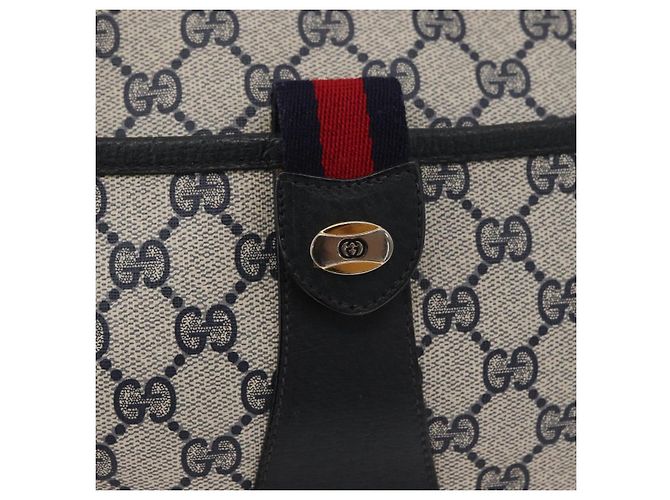 Borsa a Spalla GUCCI GG Supreme Sherry Line PVC Blu Navy Oro 89 02 032 Auth 180128 D'oro - vista 18