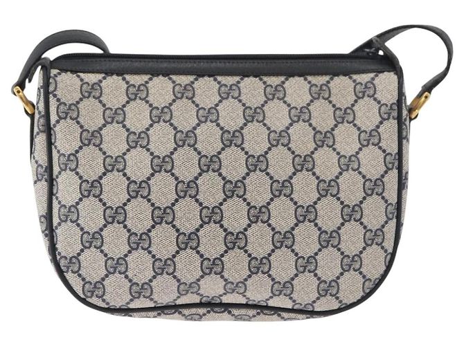 Borsa a Spalla GUCCI GG Supreme Sherry Line PVC Blu Navy Oro 89 02 032 Auth 180128 D'oro - vista 2