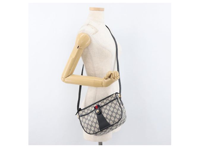 Borsa a Spalla GUCCI GG Supreme Sherry Line PVC Blu Navy Oro 89 02 032 Auth 180128 D'oro - vista 24