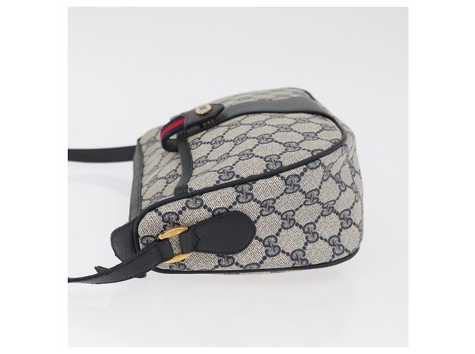 Borsa a Spalla GUCCI GG Supreme Sherry Line PVC Blu Navy Oro 89 02 032 Auth 180128 D'oro - vista 4