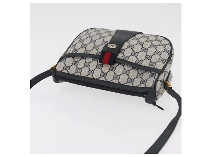 Borsa a Spalla GUCCI GG Supreme Sherry Line PVC Blu Navy Oro 89 02 032 Auth 180128 D'oro - vista 6