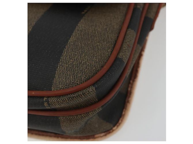 Pequin Borsa a Spalla FENDI Pecan Canvas PVC Marrone Oro Auth 182229 D'oro - vista 14