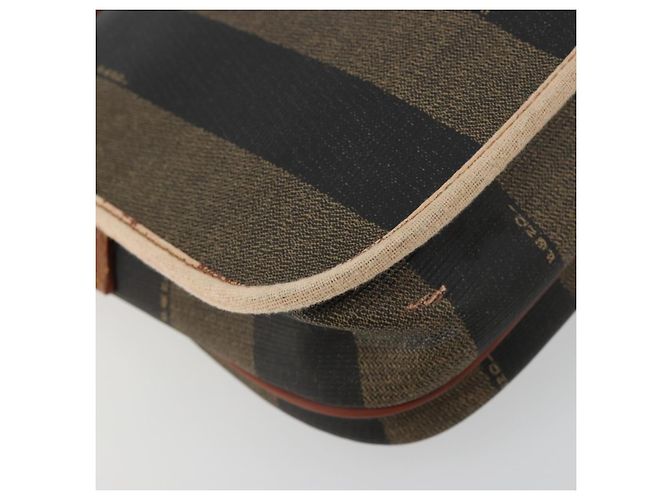 Pequin Borsa a Spalla FENDI Pecan Canvas PVC Marrone Oro Auth 182229 D'oro - vista 9