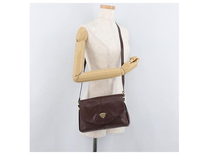 Borsa a Spalla GUCCI in Pelle Bordeaux Oro Auth 182475 D'oro Bordò - vista 22