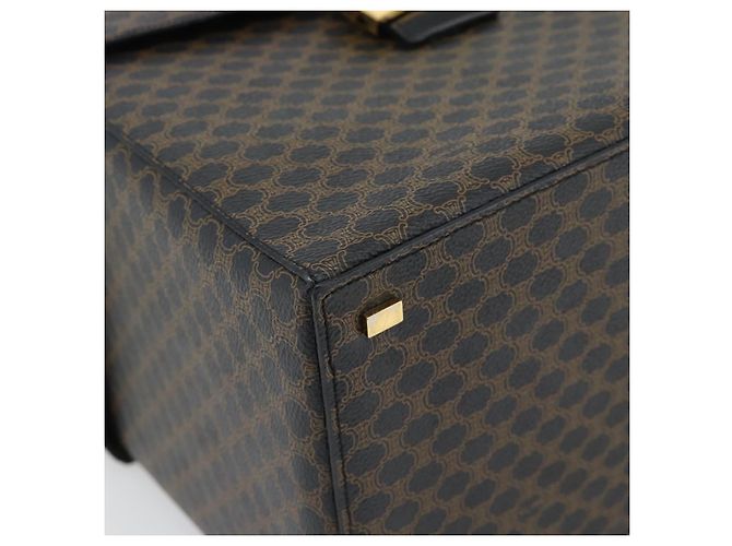 Céline CELINE Beauty Case Macadam Canvas Vanity Horse Carriage PVC Pelle Nera Autentica 182779V Nero D'oro - vista 14