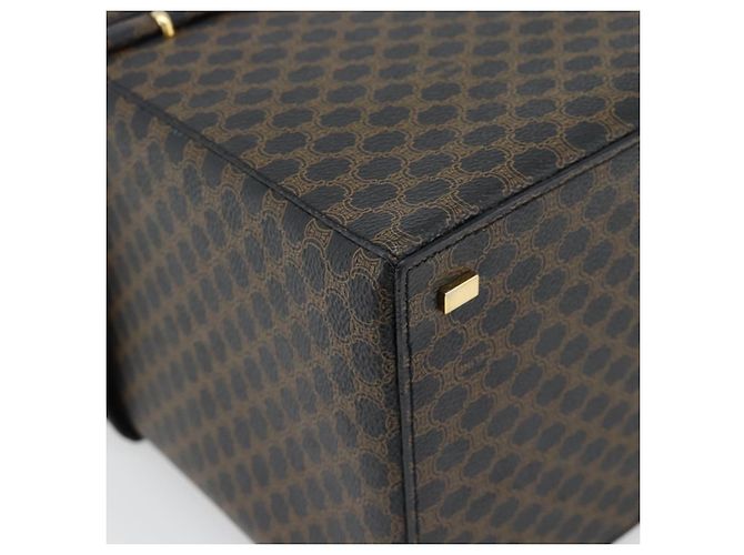 Céline CELINE Beauty Case Macadam Canvas Vanity Horse Carriage PVC Pelle Nera Autentica 182779V Nero D'oro - vista 16