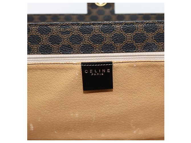 Céline CELINE Beauty Case Macadam Canvas Vanity Horse Carriage PVC Pelle Nera Autentica 182779V Nero D'oro - vista 19