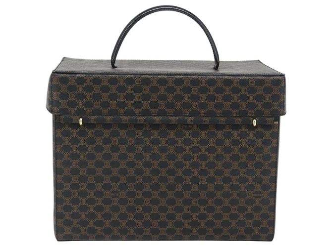 Céline CELINE Beauty Case Macadam Canvas Vanity Horse Carriage PVC Pelle Nera Autentica 182779V Nero D'oro - vista 2