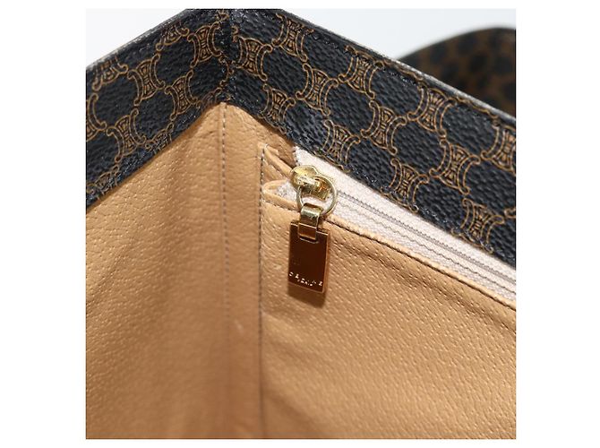 Céline CELINE Beauty Case Macadam Canvas Vanity Horse Carriage PVC Pelle Nera Autentica 182779V Nero D'oro - vista 22