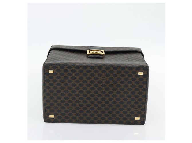 Céline CELINE Beauty Case Macadam Canvas Vanity Horse Carriage PVC Pelle Nera Autentica 182779V Nero D'oro - vista 5