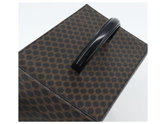 Céline CELINE Beauty Case Macadam Canvas Vanity Horse Carriage PVC Pelle Nera Autentica 182779V Nero D'oro - vista 6