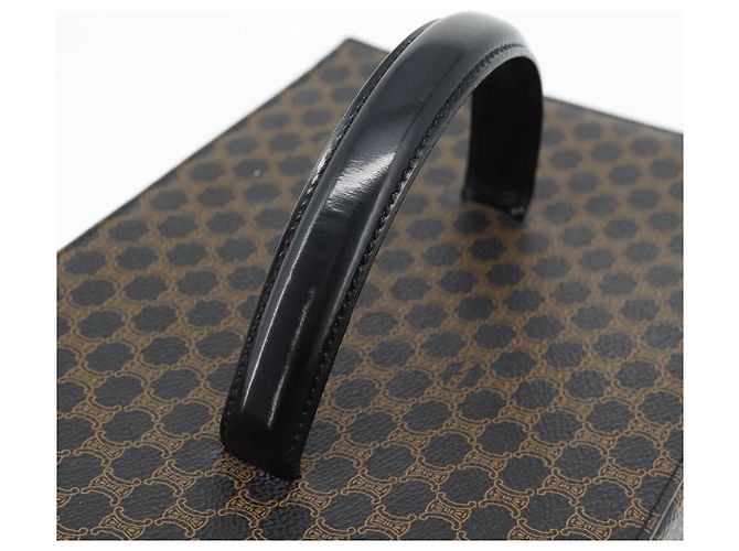 Céline CELINE Beauty Case Macadam Canvas Vanity Horse Carriage PVC Pelle Nera Autentica 182779V Nero D'oro - vista 7