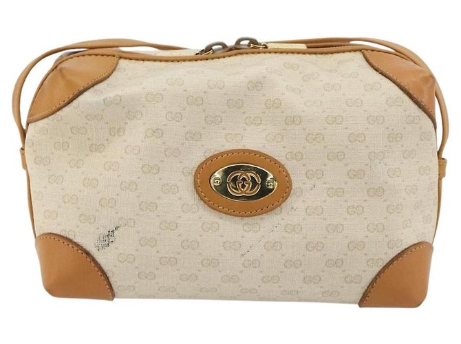 GUCCI Micro GG Supreme Schultertasche PVC Weiß Gold Auth 180109 Golden - Ansicht 13
