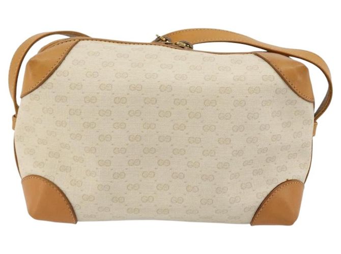 GUCCI Micro GG Supreme Schultertasche PVC Weiß Gold Auth 180109 Golden - Ansicht 2