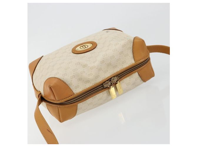 GUCCI Micro GG Supreme Schultertasche PVC Weiß Gold Auth 180109 Golden - Ansicht 6