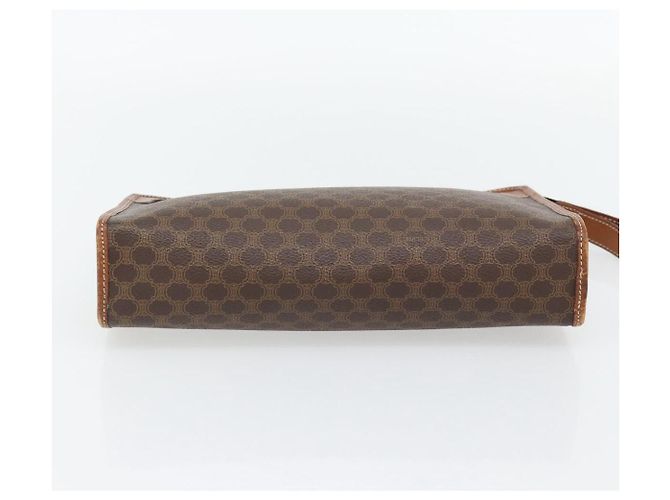 Céline Clutch CELINE in tela Macadam PVC Pelle Marrone Oro Auth ka4489 D'oro - vista 6