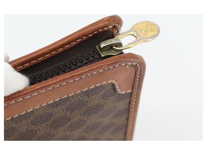 Céline Clutch CELINE in tela Macadam PVC Pelle Marrone Oro Auth ka4489 D'oro - vista 8