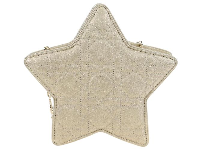 Bolso de hombro Christian Dior Canage Chain de piel Oro Auth 181440SM Dorado - vista 2