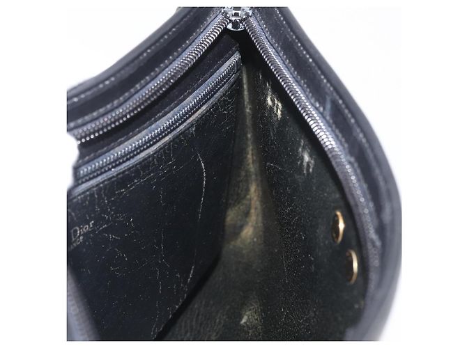 Borsa a Spalla Christian Dior in Pelle Nera e Oro Auth 182420 Nero D'oro - vista 19