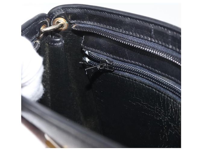 Borsa a Spalla Christian Dior in Pelle Nera e Oro Auth 182420 Nero D'oro - vista 21