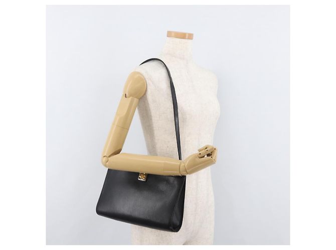 Borsa a Spalla Christian Dior in Pelle Nera e Oro Auth 182420 Nero D'oro - vista 23