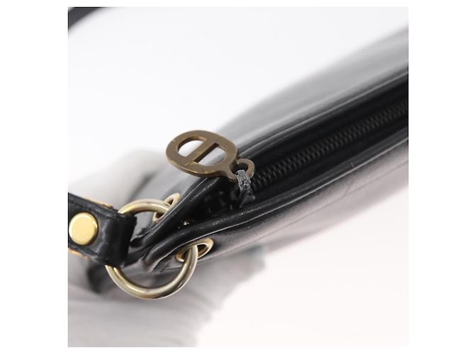 Borsa a Spalla Christian Dior in Pelle Nera e Oro Auth 182420 Nero D'oro - vista 9