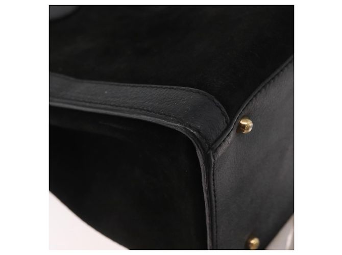 GUCCI Bamboo Tote Bag Wildleder Schwarz Gold 002 2865 0260 Auth 180218 Golden - Ansicht 15
