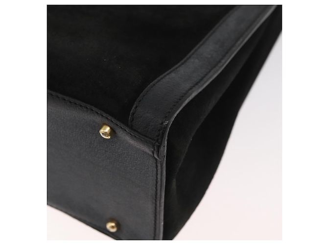 GUCCI Bamboo Tote Bag Wildleder Schwarz Gold 002 2865 0260 Auth 180218 Golden - Ansicht 16