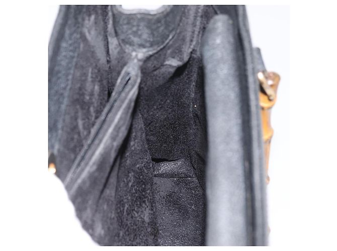 GUCCI Bamboo Tote Bag Wildleder Schwarz Gold 002 2865 0260 Auth 180218 Golden - Ansicht 19