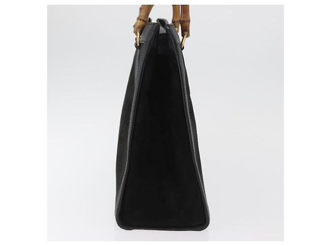 GUCCI Bamboo Tote Bag Wildleder Schwarz Gold 002 2865 0260 Auth 180218 Golden - Ansicht 3