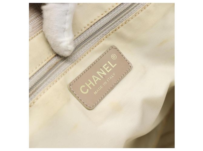 CHANEL Nuova Borsa Tote Travel in Nylon Beige Oro CC Auth 180906 D'oro - vista 10
