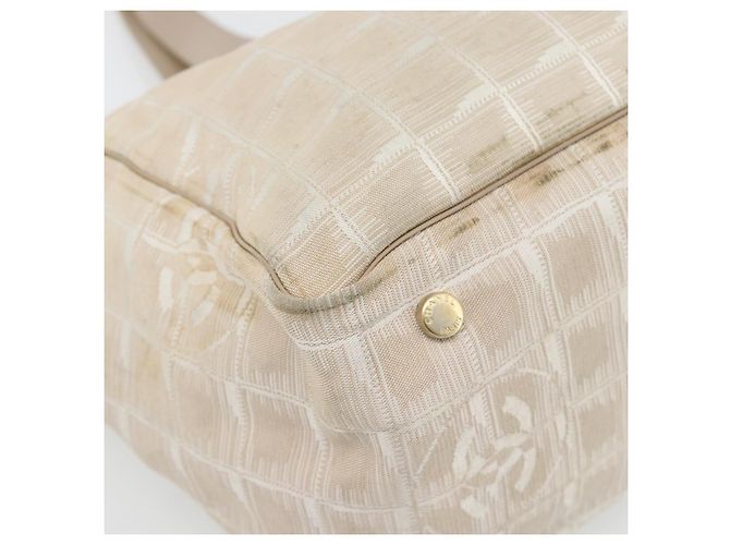 CHANEL Nuova Borsa Tote Travel in Nylon Beige Oro CC Auth 180906 D'oro - vista 14