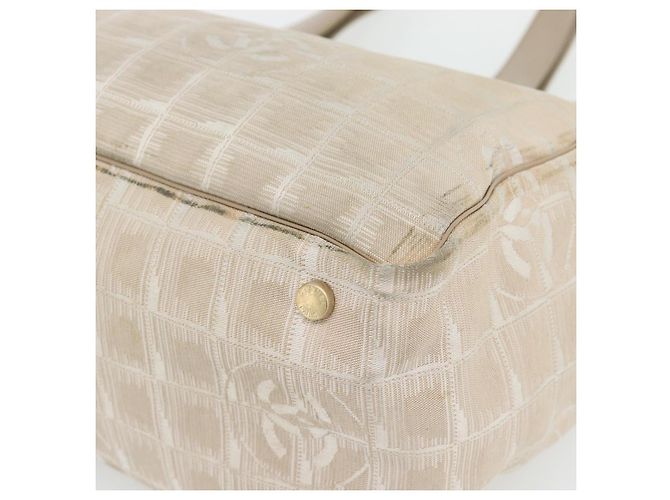 CHANEL Nuova Borsa Tote Travel in Nylon Beige Oro CC Auth 180906 D'oro - vista 9