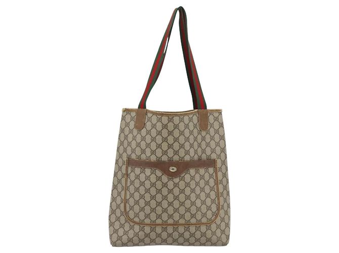 Borsa Tote GUCCI GG Supreme Web Sherry Line PVC Beige Red 39 02 003 Auth 180903 - vista 13