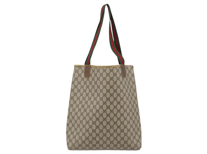 Borsa Tote GUCCI GG Supreme Web Sherry Line PVC Beige Red 39 02 003 Auth 180903 - vista 2