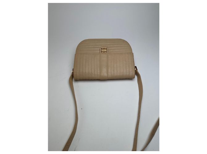 Borsa a tracolla vintage Givenchy in pelle trapuntata beige e oro - vista 10