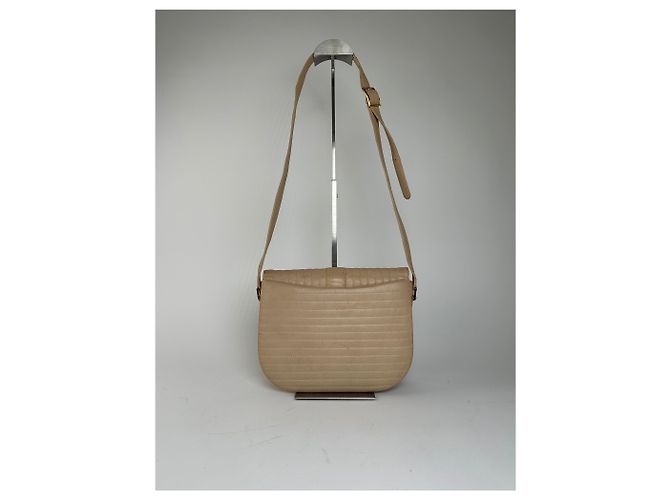 Borsa a tracolla vintage Givenchy in pelle trapuntata beige e oro - vista 2