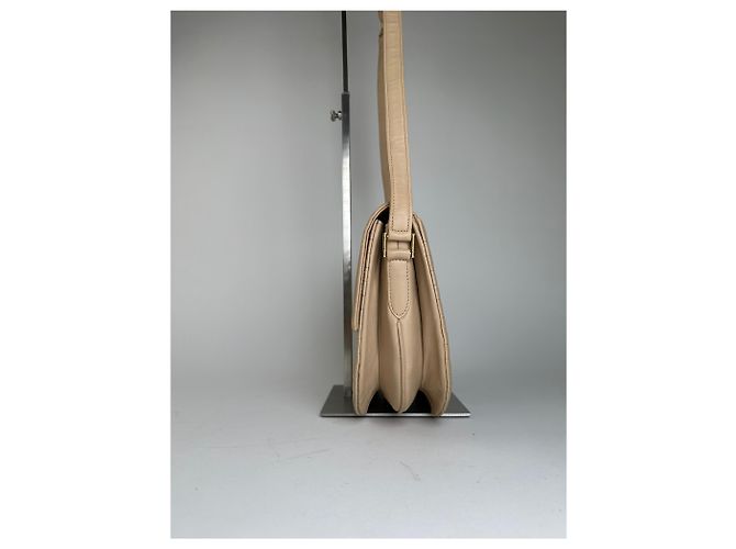 Borsa a tracolla vintage Givenchy in pelle trapuntata beige e oro - vista 7