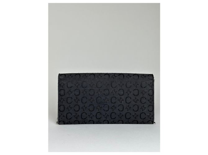 Céline Vintage Celine CC Monogram Fabric Wallet Black Gold - view 2