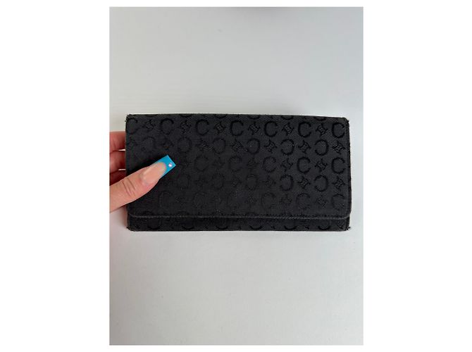 Céline Vintage Celine CC Monogram Fabric Wallet Black Gold - view 3