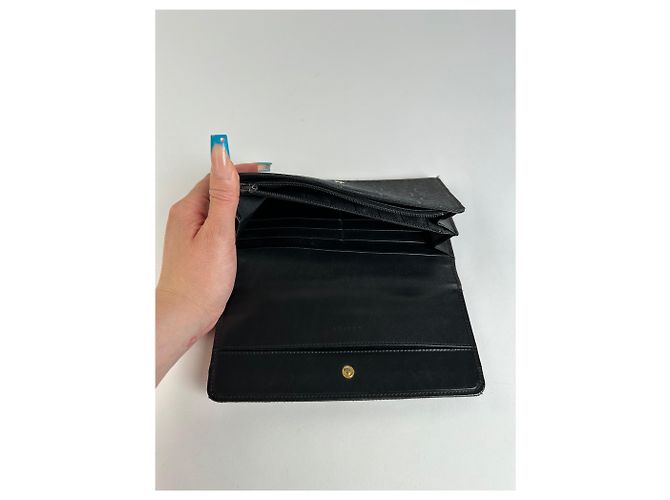 Céline Vintage Celine CC Monogram Fabric Wallet Black Gold - view 6