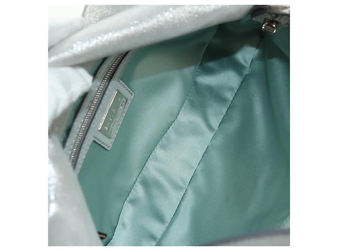 FENDI Borsa a Spalla Mamma Baguette in Pelle con Strass Argento Autentica yk20386SM - vista 10