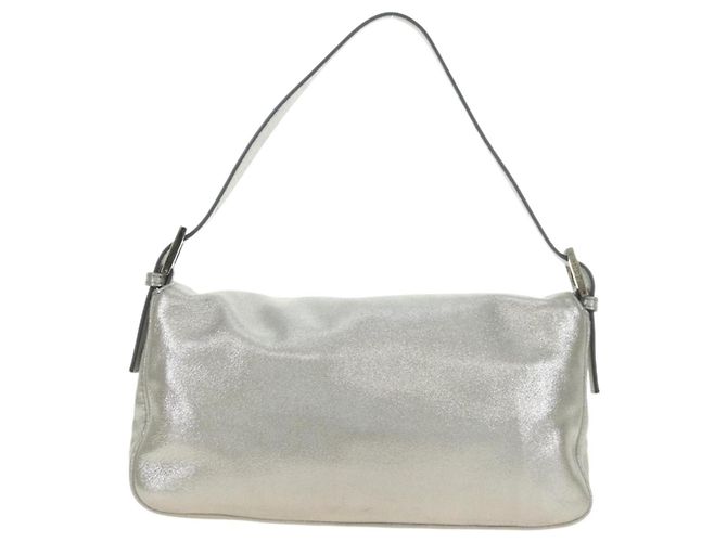FENDI Borsa a Spalla Mamma Baguette in Pelle con Strass Argento Autentica yk20386SM - vista 2
