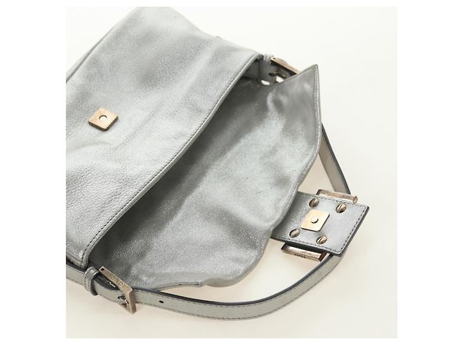 FENDI Borsa a Spalla Mamma Baguette in Pelle con Strass Argento Autentica yk20386SM - vista 20