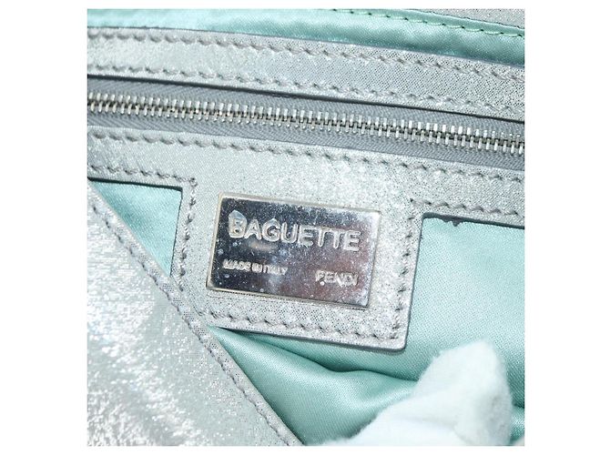 FENDI Borsa a Spalla Mamma Baguette in Pelle con Strass Argento Autentica yk20386SM - vista 23