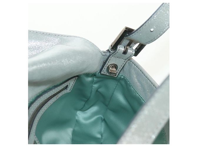 FENDI Borsa a Spalla Mamma Baguette in Pelle con Strass Argento Autentica yk20386SM - vista 24